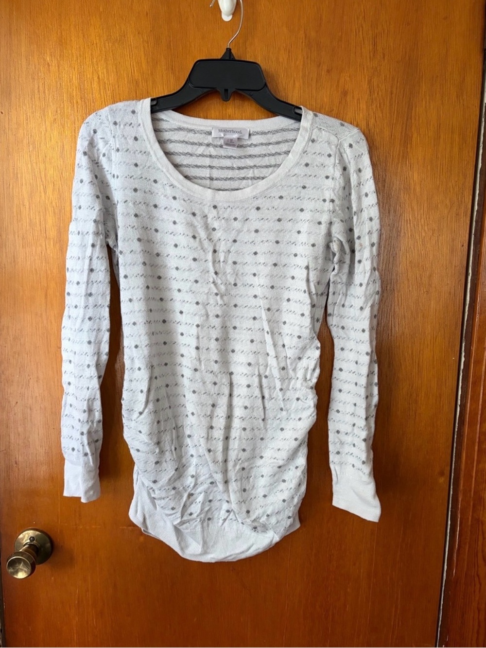 Lightweight White & Gray Striped Long-Sleeve Top
